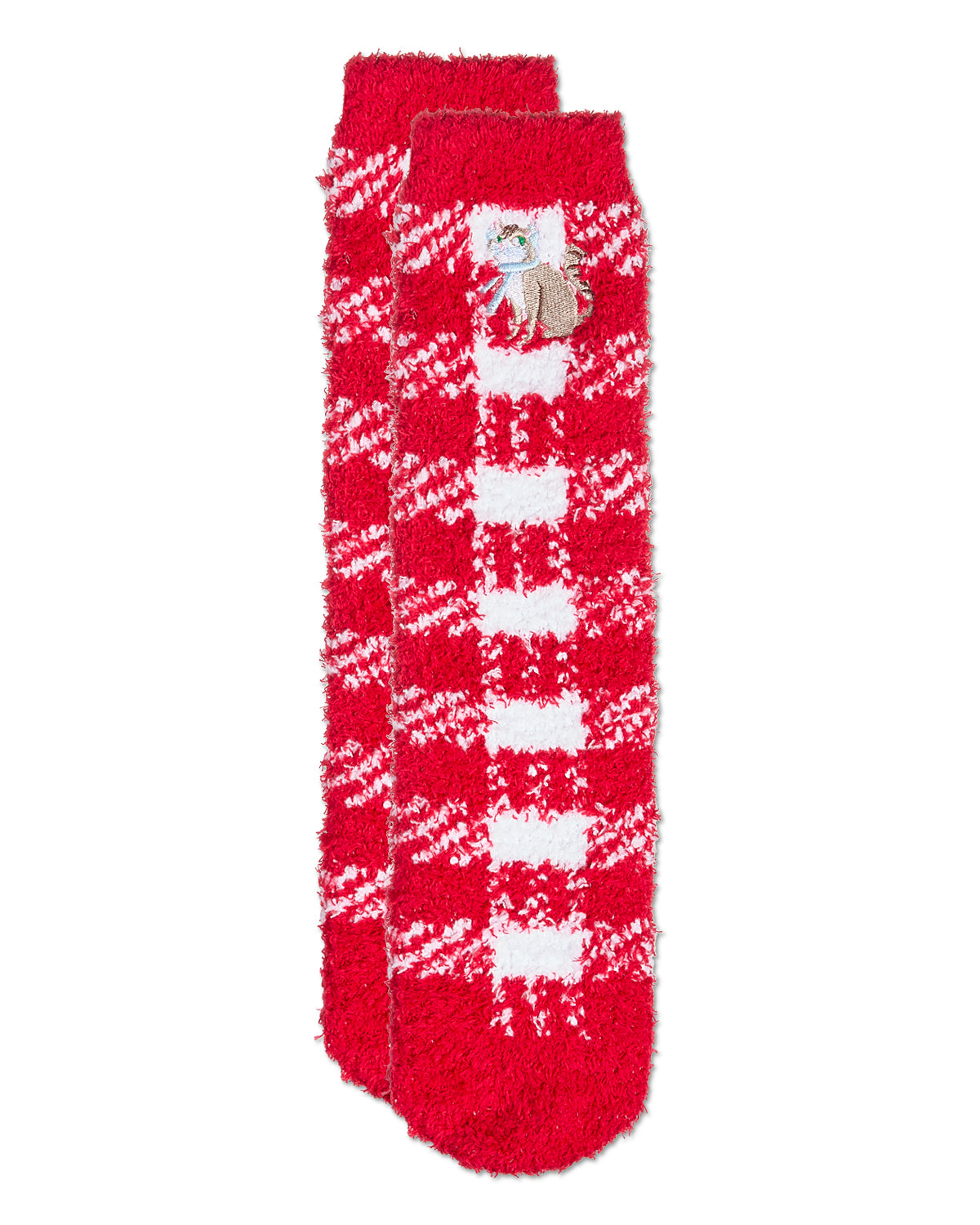 Women's Cat Mistle Toes Cozy Crew Socks : Color: Red