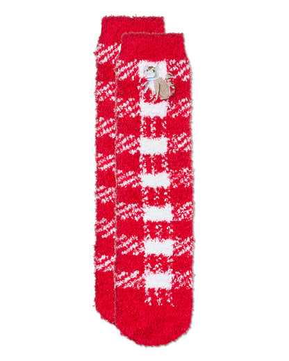 Women's Cat Mistle Toes Cozy Crew Socks : Color: Red