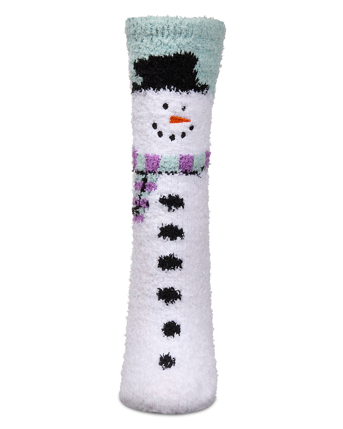 Women's Snowman Mistle Toes Cozy Crew Socks : Color: White