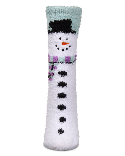 Women's Snowman Mistle Toes Cozy Crew Socks : Color: White