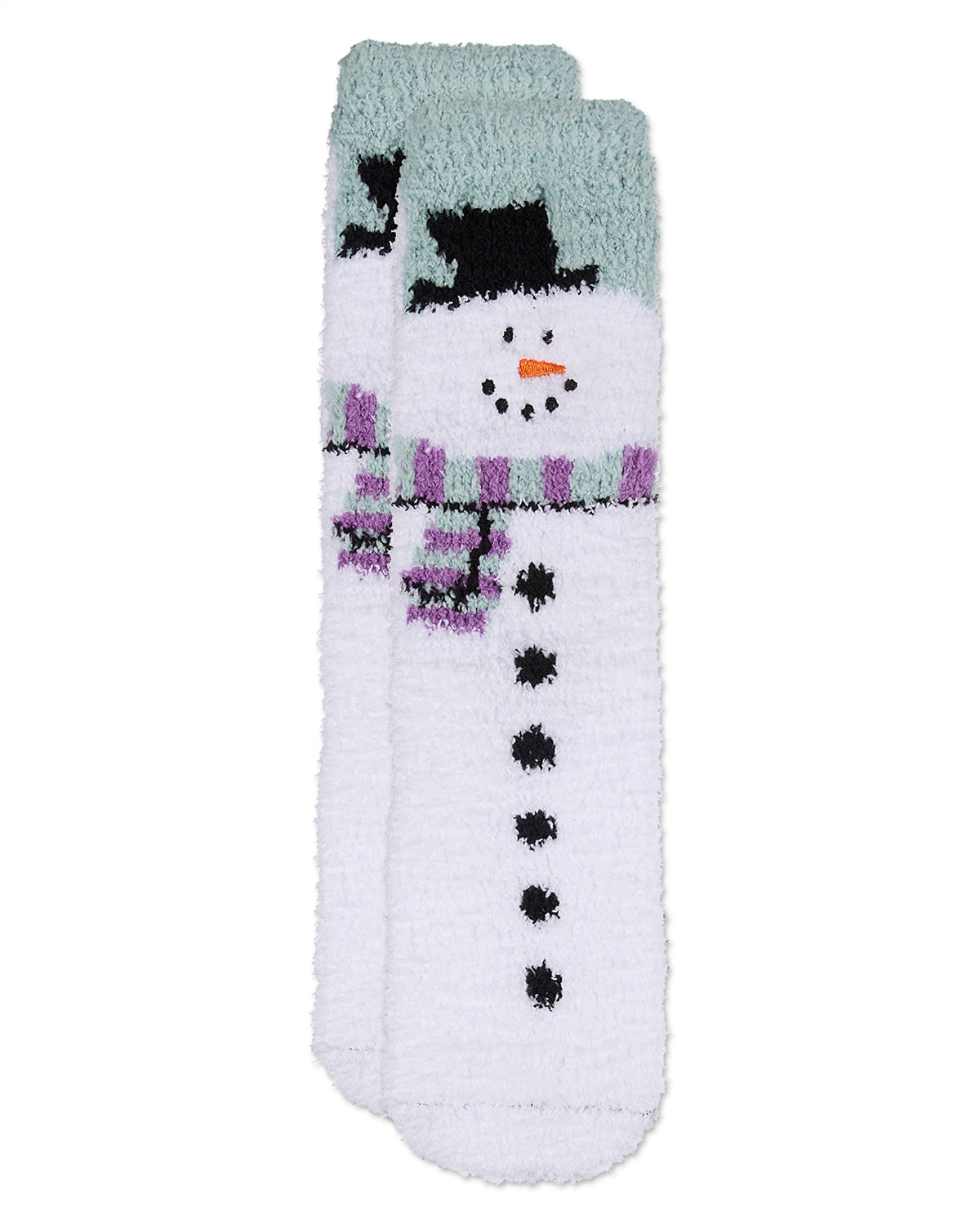Women's Snowman Mistle Toes Cozy Crew Socks : Color: White