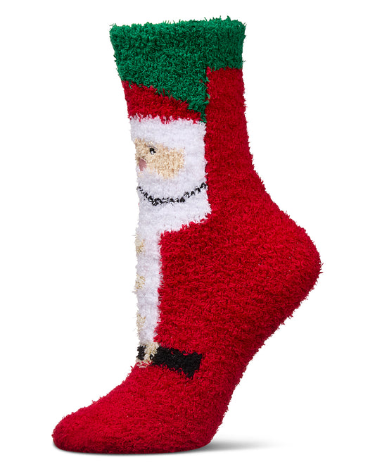 Women's Santa Mistle Toes Cozy Crew Socks : Color: Red