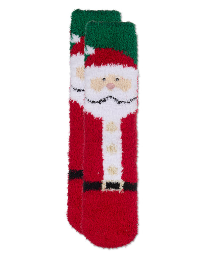 Women's Santa Mistle Toes Cozy Crew Socks : Color: Red