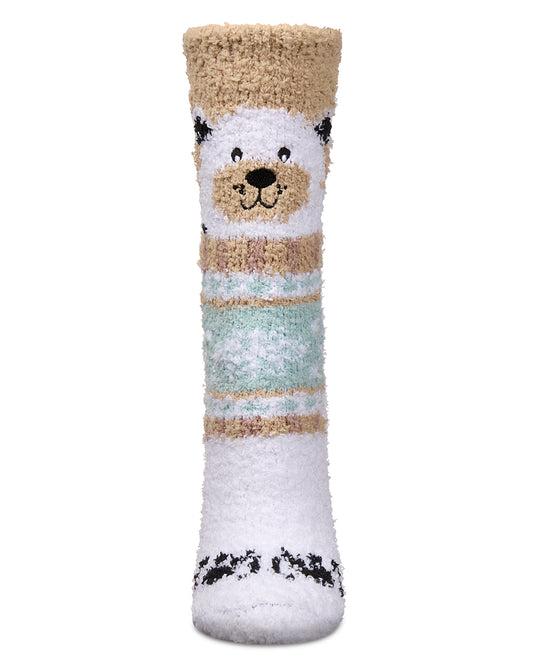 Women's Polar Bear Mistle Toes Cozy Crew Socks : Color: White