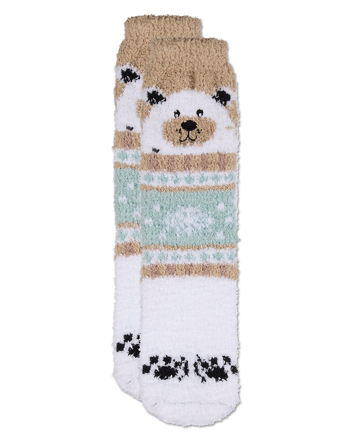 Women's Polar Bear Mistle Toes Cozy Crew Socks : Color: White