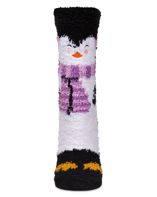 Women's Penguin Mistle Toes Cozy Crew Socks : Color: Black