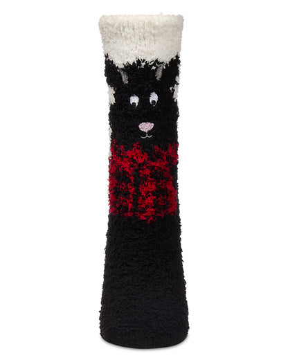 Women's Scotty Dog Mistle Toes Cozy Crew Socks : Color: Black