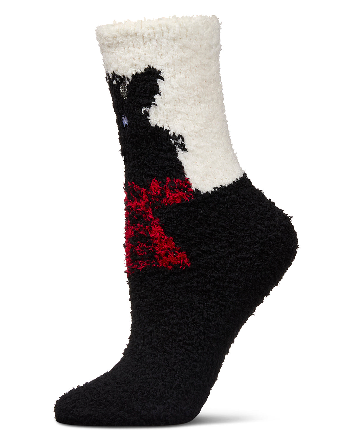 Women's Scotty Dog Mistle Toes Cozy Crew Socks : Color: Black