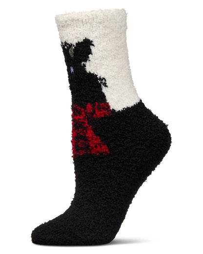 Women's Scotty Dog Mistle Toes Cozy Crew Socks : Color: Black