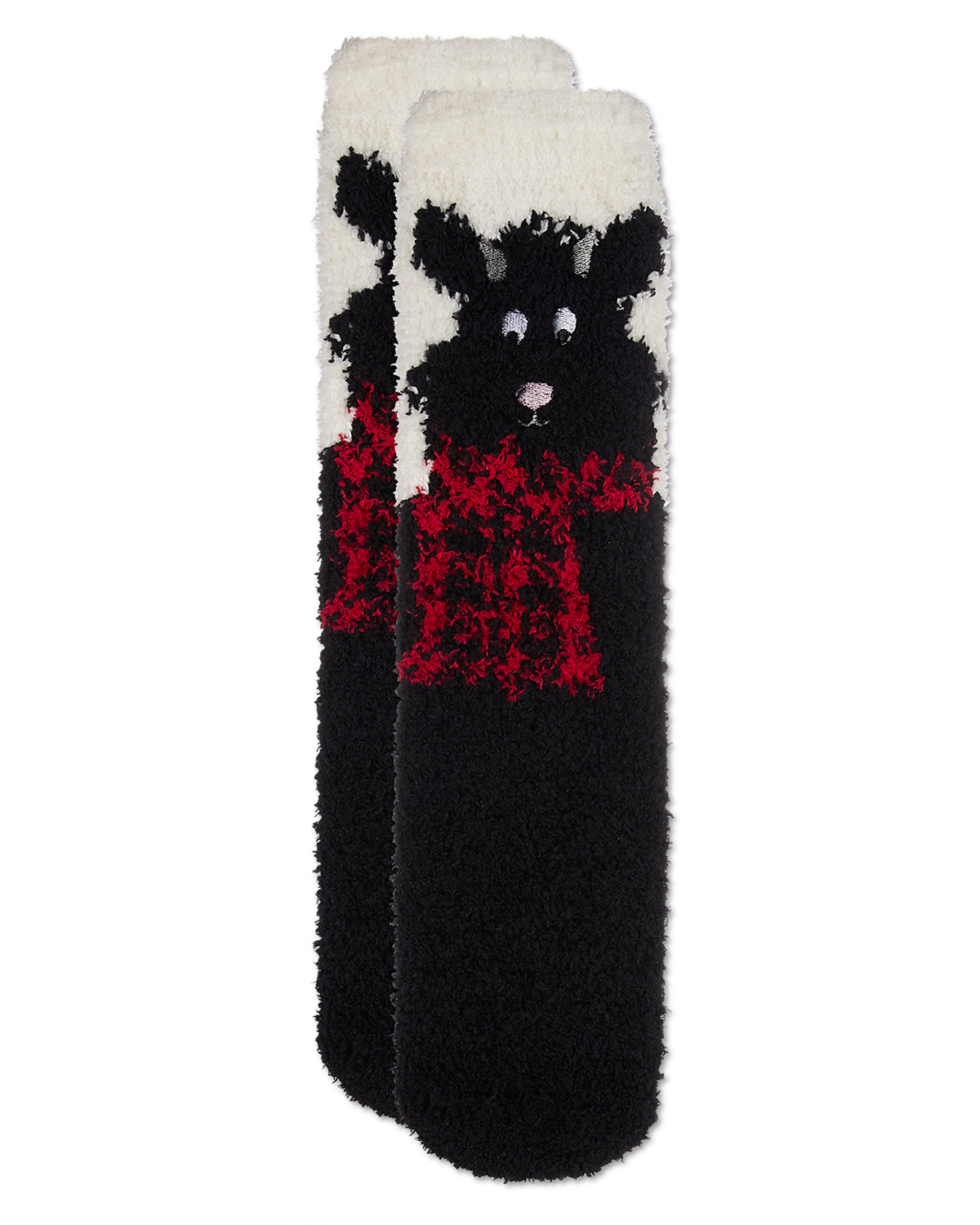 Women's Scotty Dog Mistle Toes Cozy Crew Socks : Color: Black