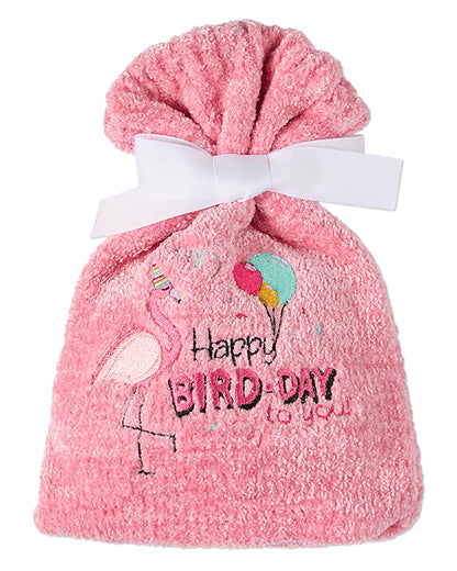 Women's "Happy Bird-Day" Cozy Sock & Gift Bag Set : Color: Pink
