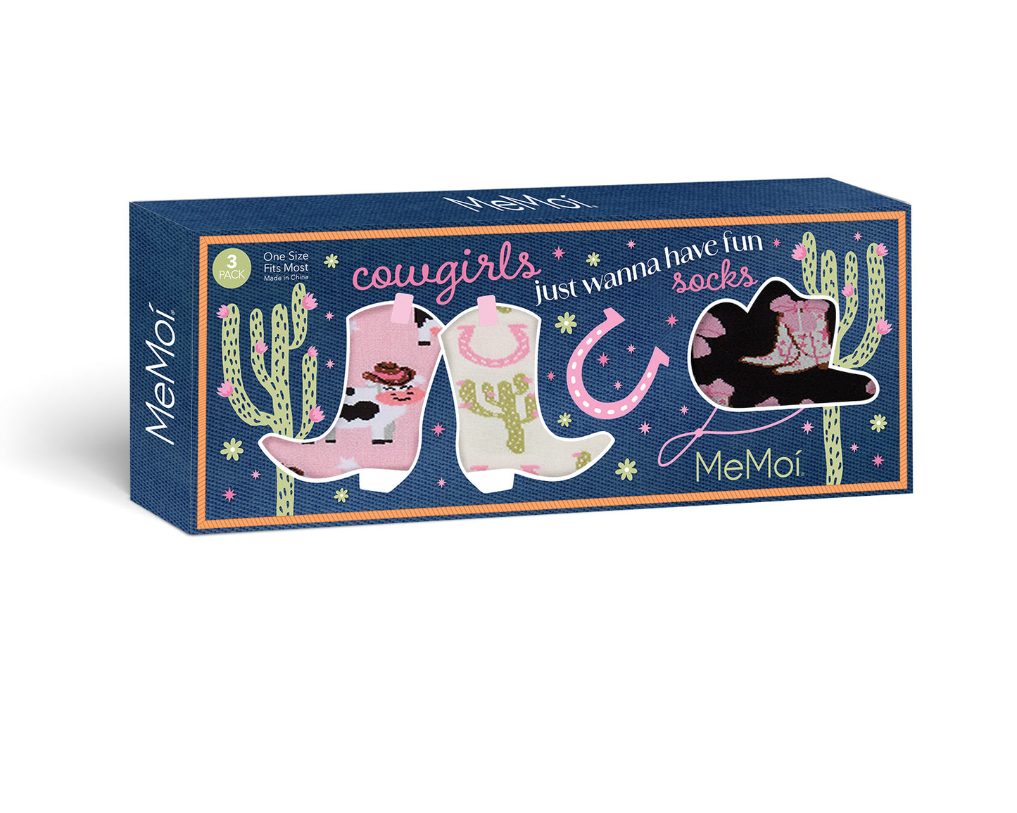 3 Pair "Cowgirls Just Wanna Have Fun" Rayon-Blend Crew Socks Gift Set