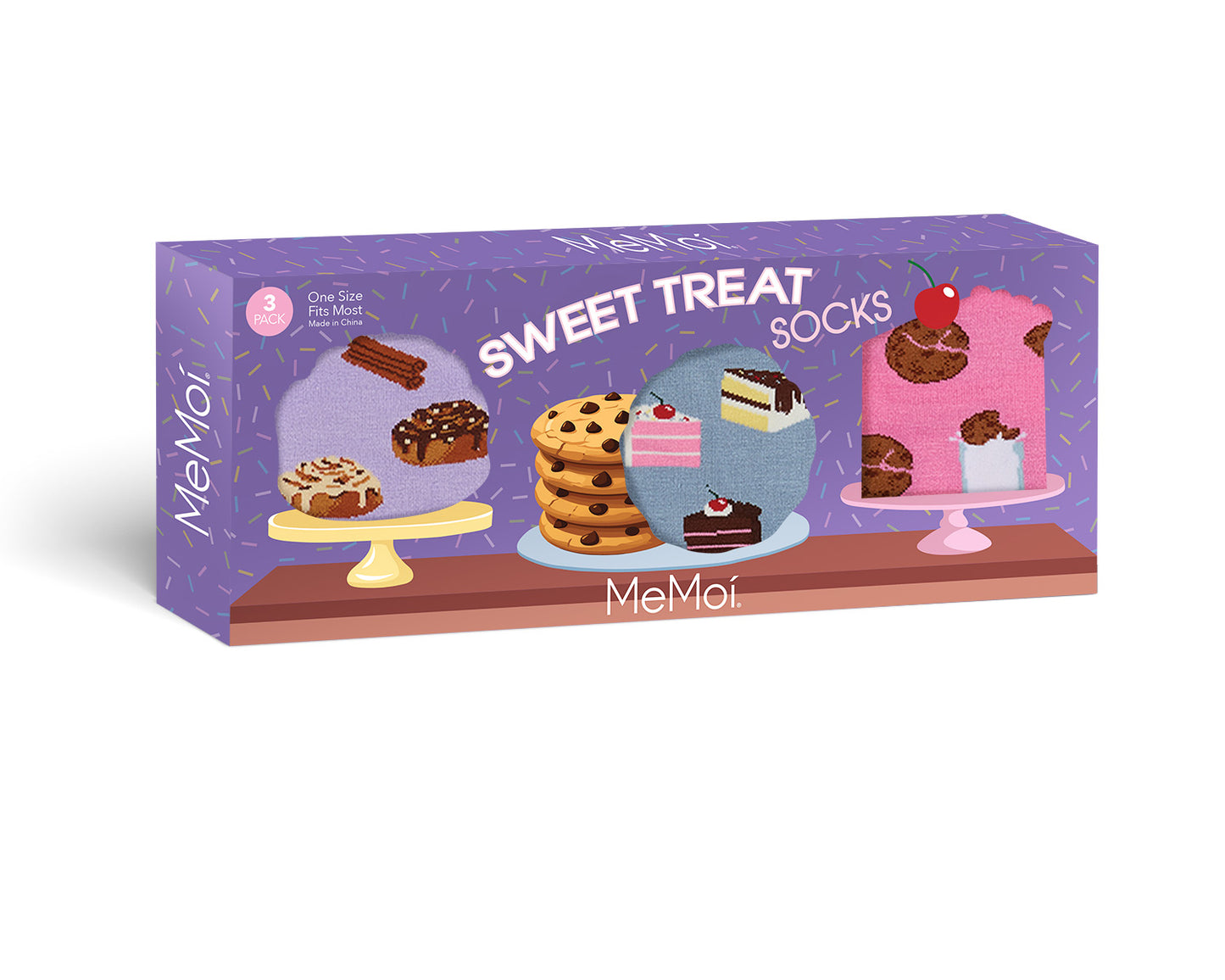 3 Pair Women's "You Deserve A Sweet Treat" Novelty Crew Socks Gift Set