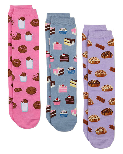 3 Pair Women's "You Deserve A Sweet Treat" Novelty Crew Socks Gift Set