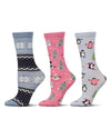 3 Pair Women's "Warm & Cozy Winter Wishes"  Novelty Crew Socks Gift Set
