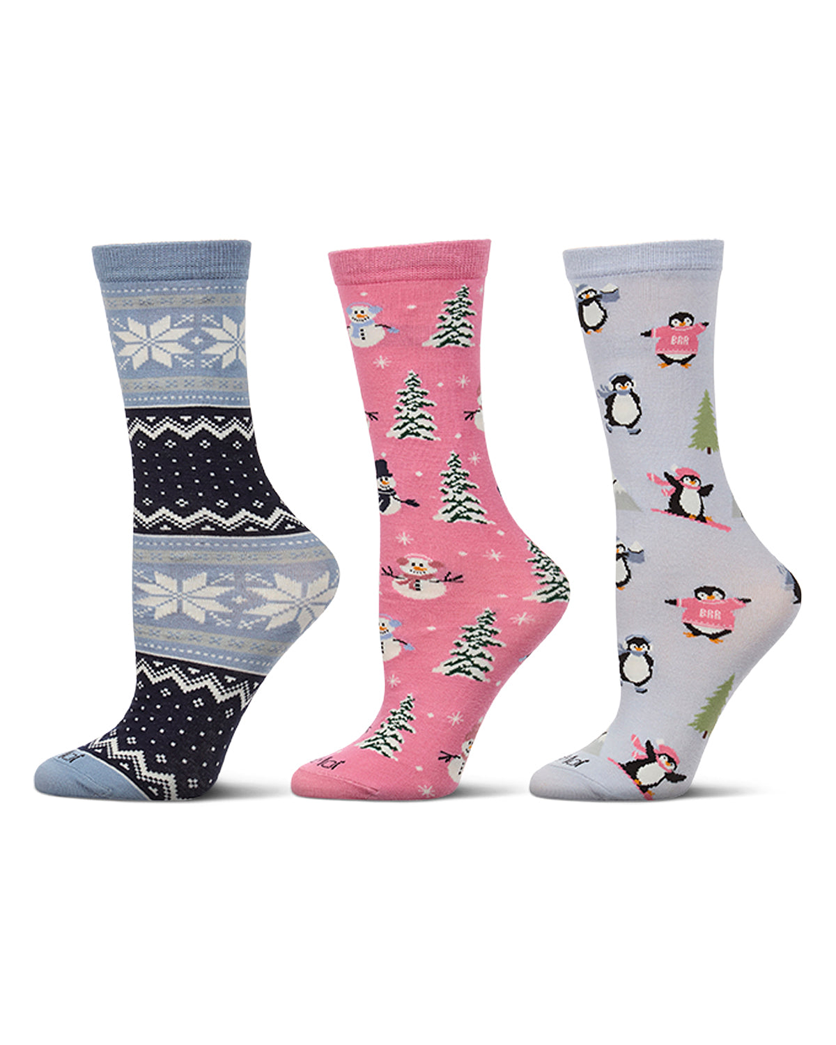 3 Pair Women's "Warm & Cozy Winter Wishes"  Novelty Crew Socks Gift Set