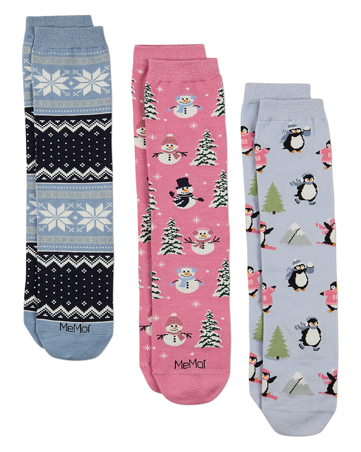 3 Pair Women's "Warm & Cozy Winter Wishes"  Novelty Crew Socks Gift Set