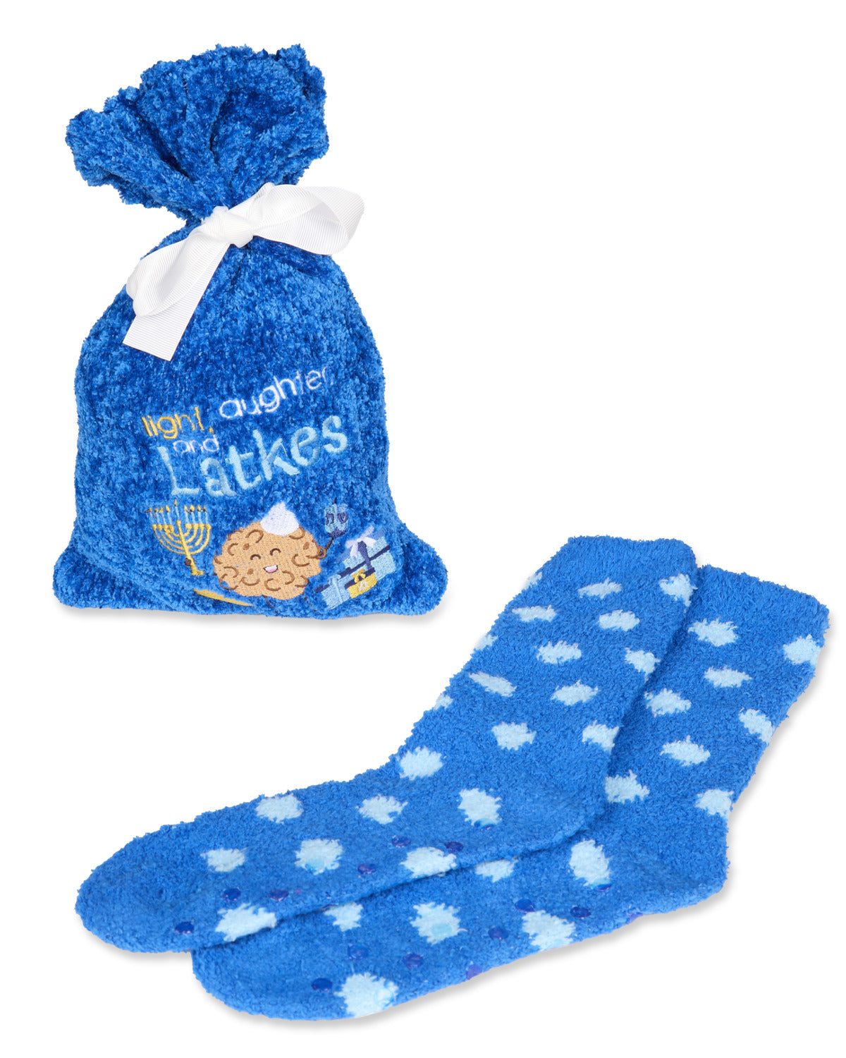 Women's "Light, Laughter & Latkes" Cozy Sock & Gift Bag Set