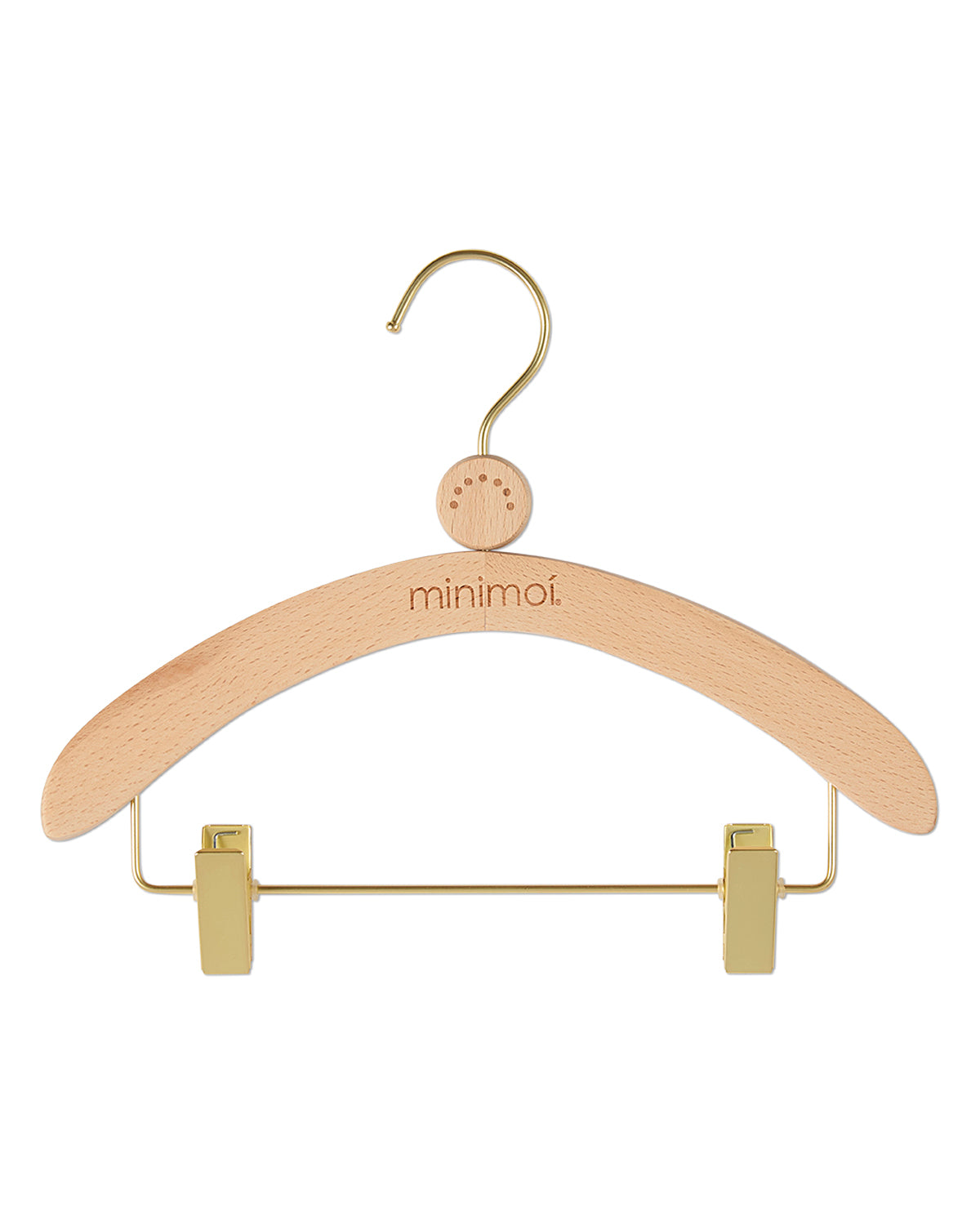 MiniMoi Baby and Toddler Solid Beech Wood Clothes Hanger With Clips : Color: Natural
