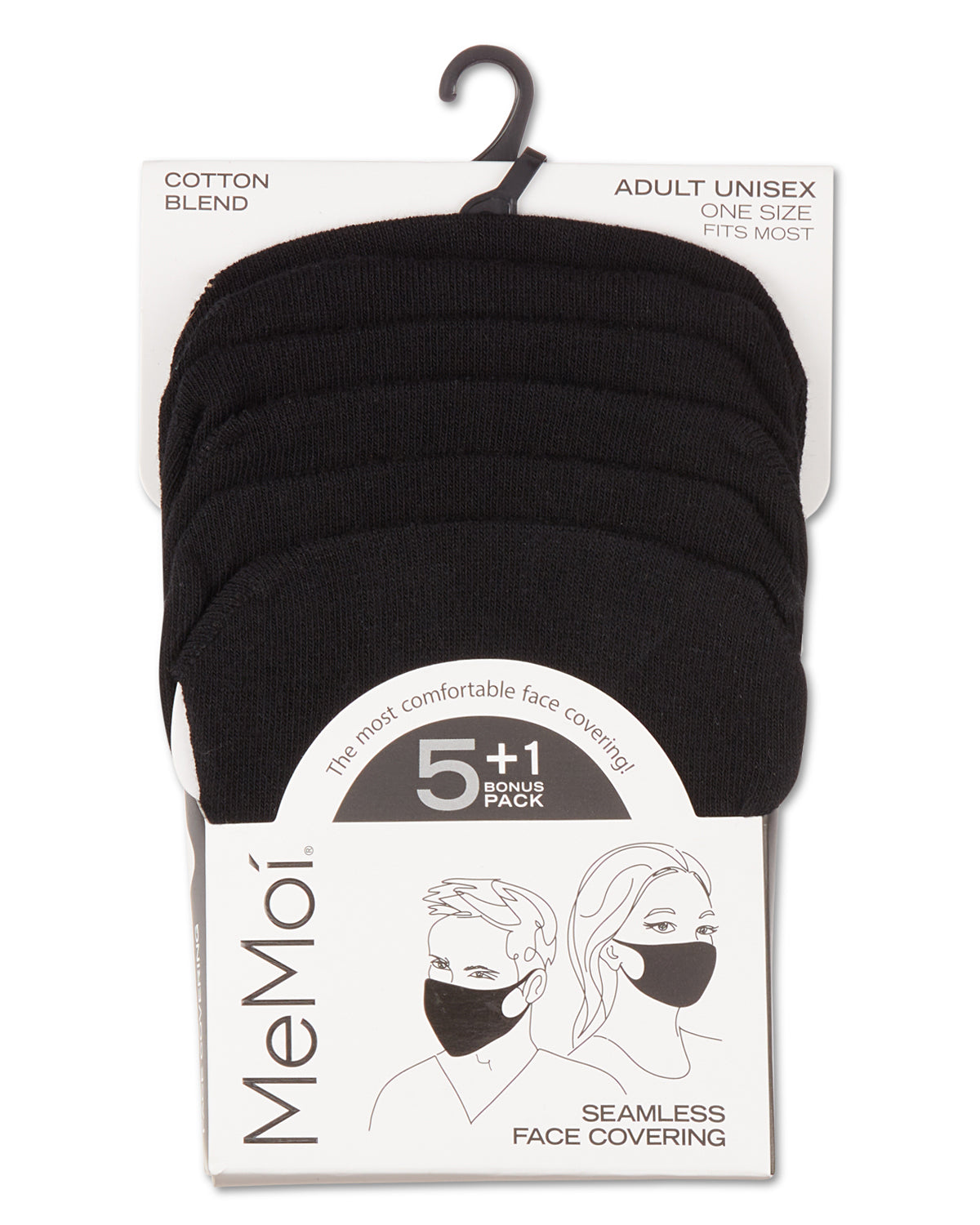 Unisex Cotton Blend Face Covering 6 Pack : Color: BLACK