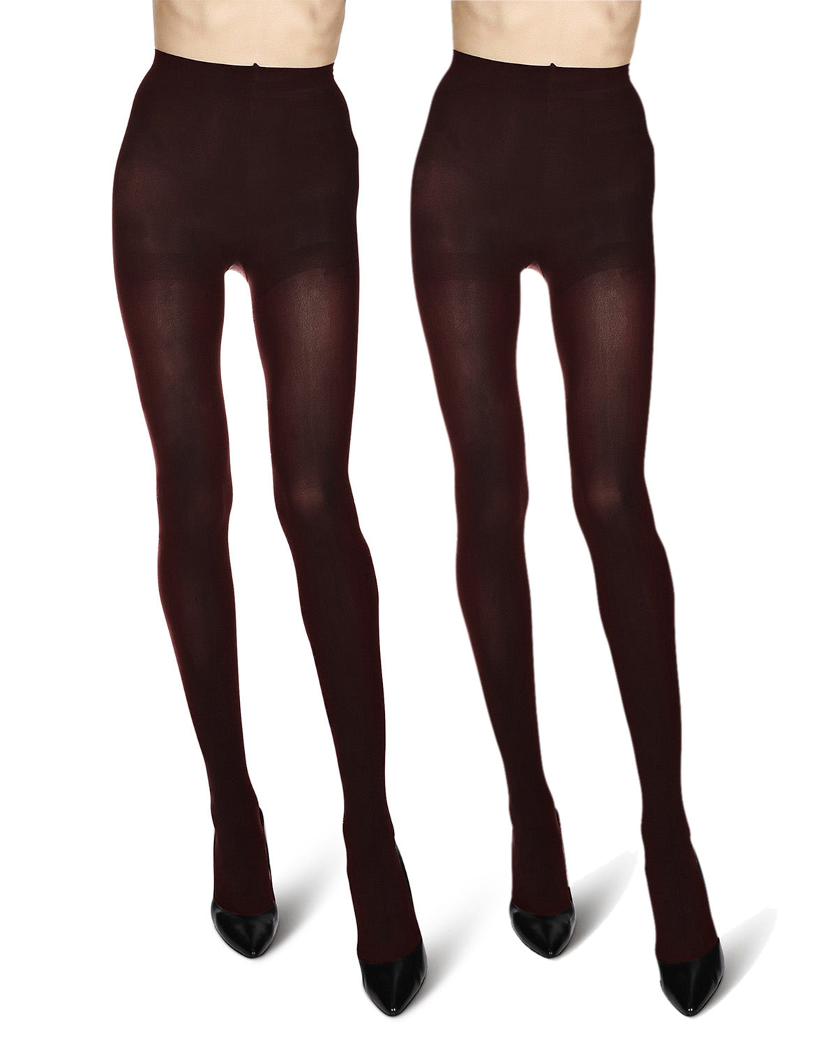 Control Top Solid Microfiber Tights 2 Pack : Color: Brown/Black