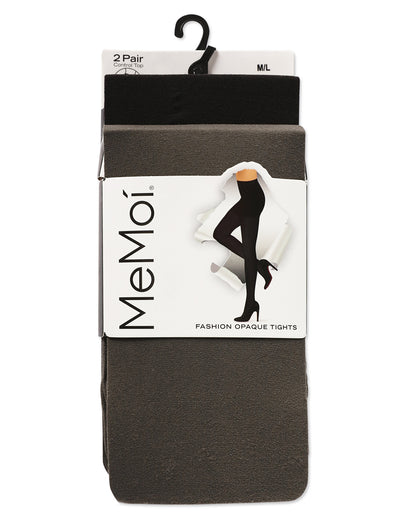 Control Top Solid Microfiber Tights 2 Pack : Color: Black/Black