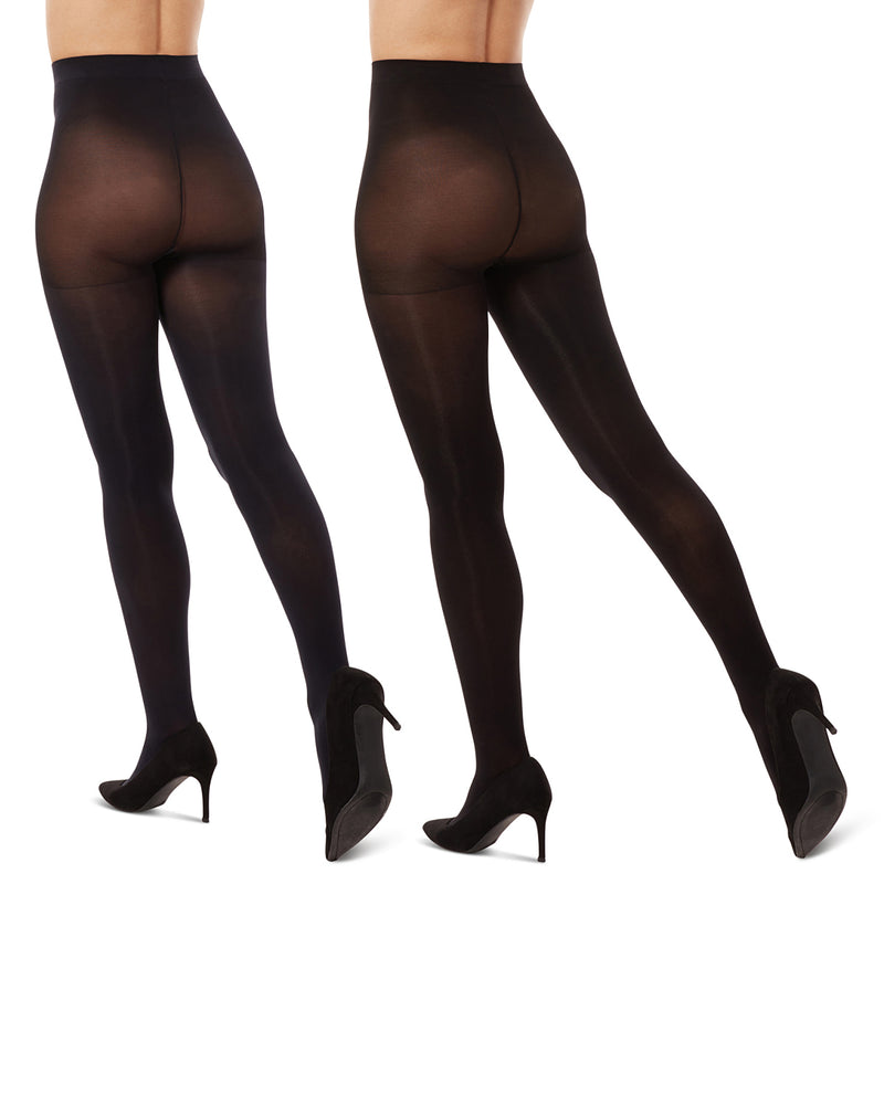 Control Top Solid Microfiber Tights 2 Pack