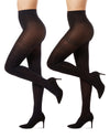 Control Top Solid Microfiber Tights 2 Pack : Color: Navy/Black