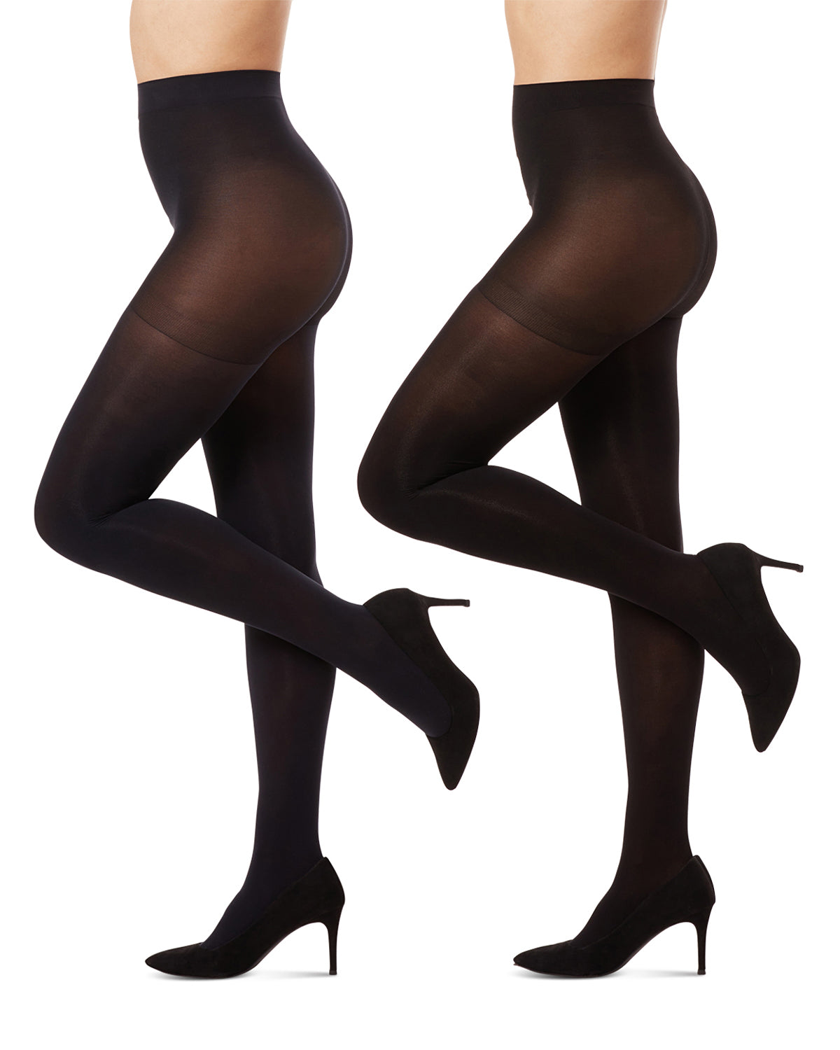 Control Top Solid Microfiber Tights 2 Pack : Color: Navy/Black