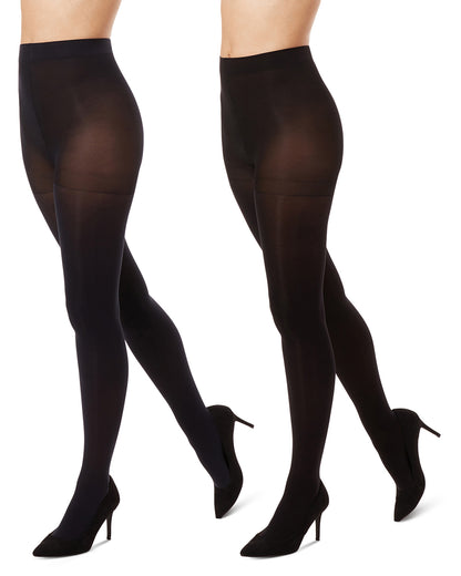 Control Top Solid Microfiber Tights 2 Pack : Color: Navy-Black
