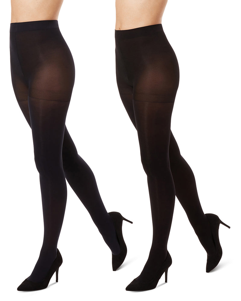 Control Top Solid Microfiber Tights 2 Pack