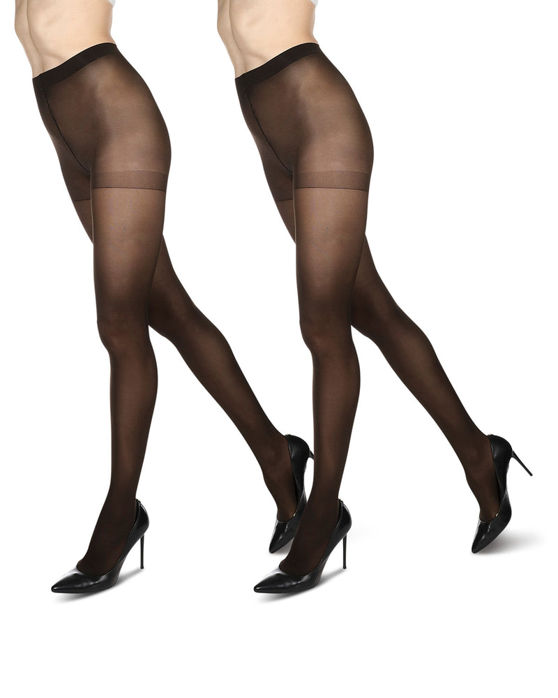 Diamonds/Solid 2 Pair Control Top Tights