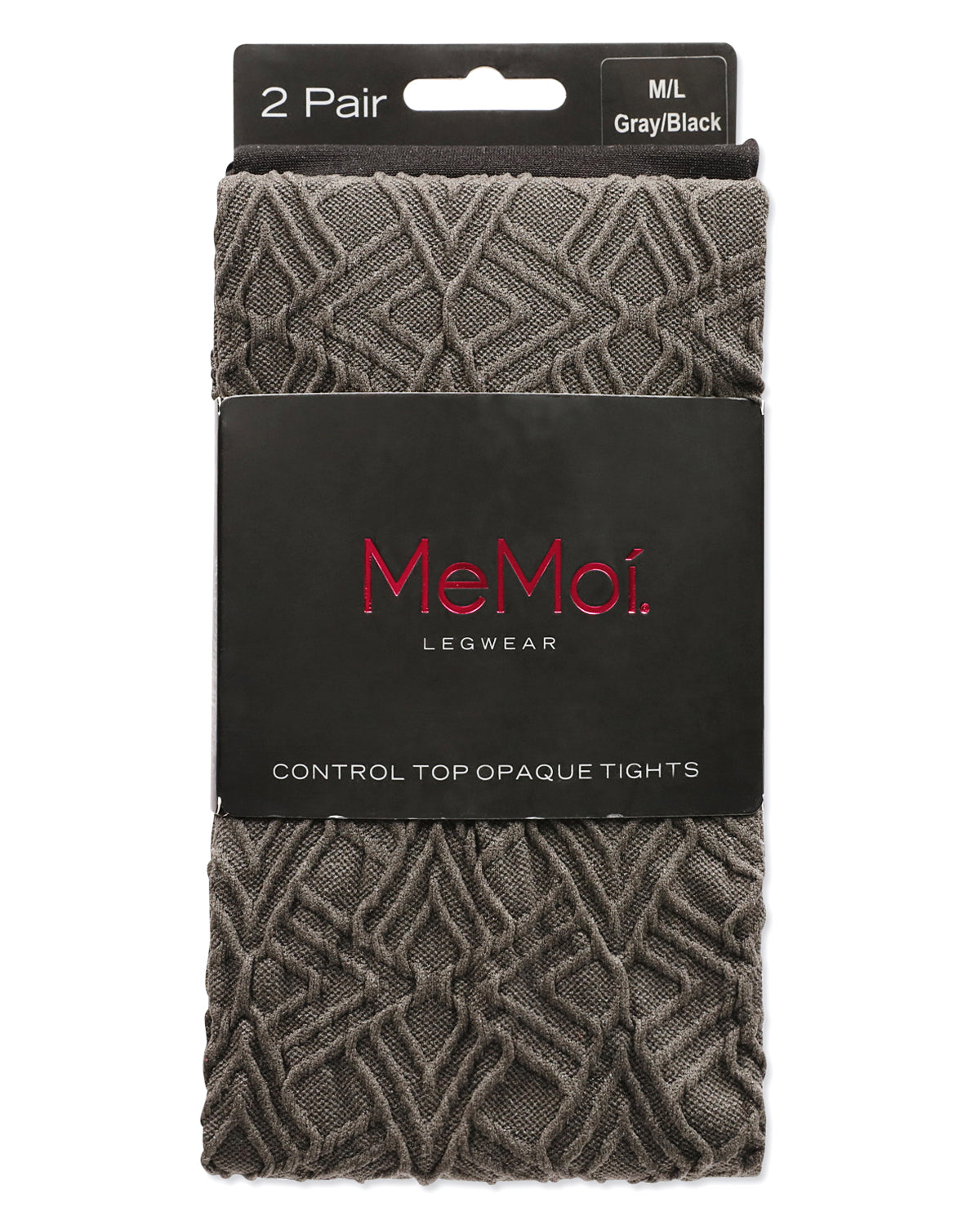 Women's 2 Pair Pack Point Flap and Solid Control Top Tights : Color: Gray-Black