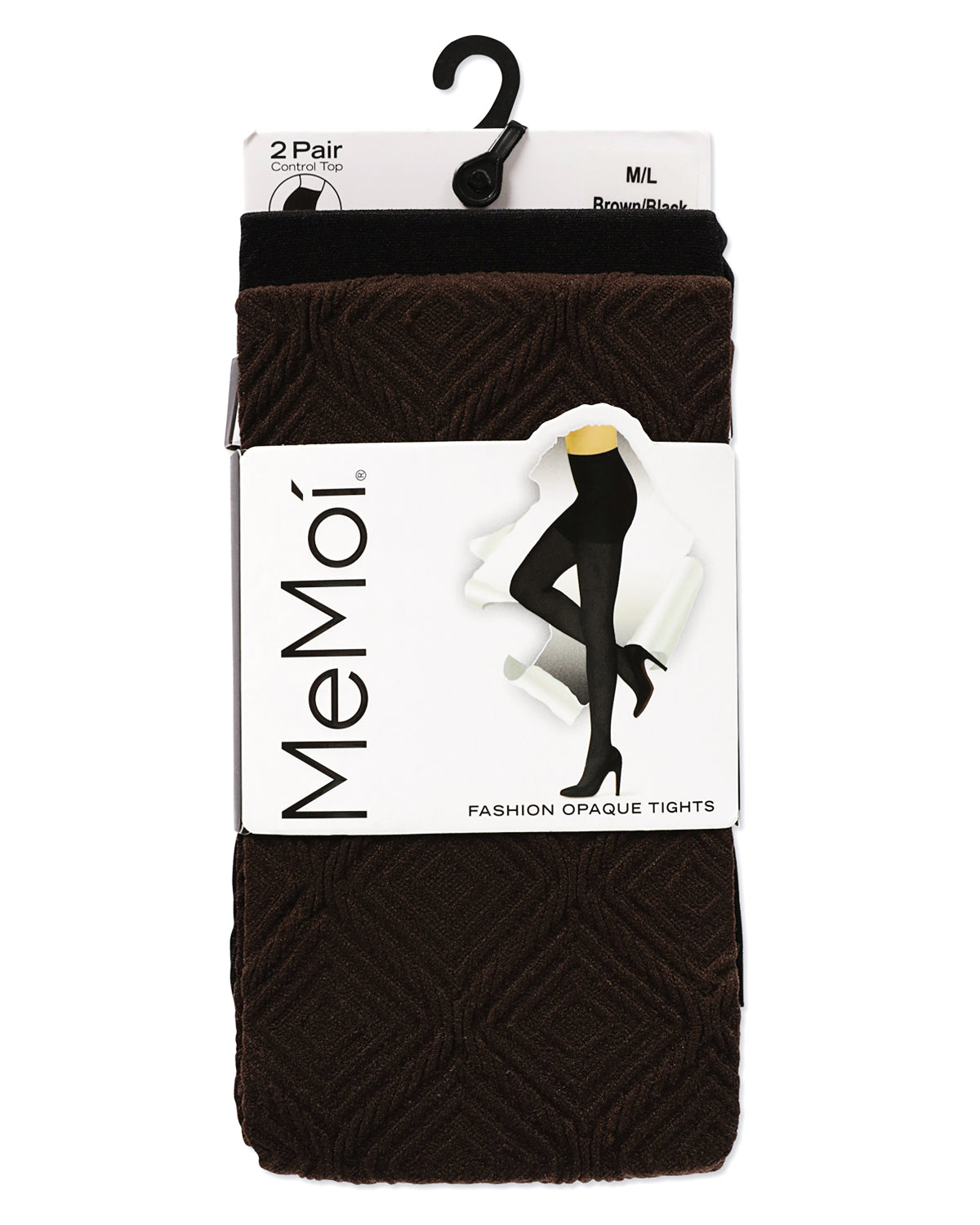 Diamonds/Solid Control Top Tights 2 Pack : Color: Brown-Black
