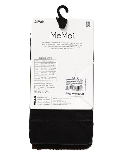 Diamonds/Solid Control Top Tights 2 Pack : Color: Brown-Black