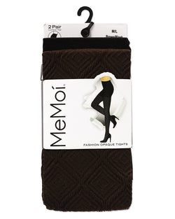 Diamonds/Solid Control Top Tights 2 Pack