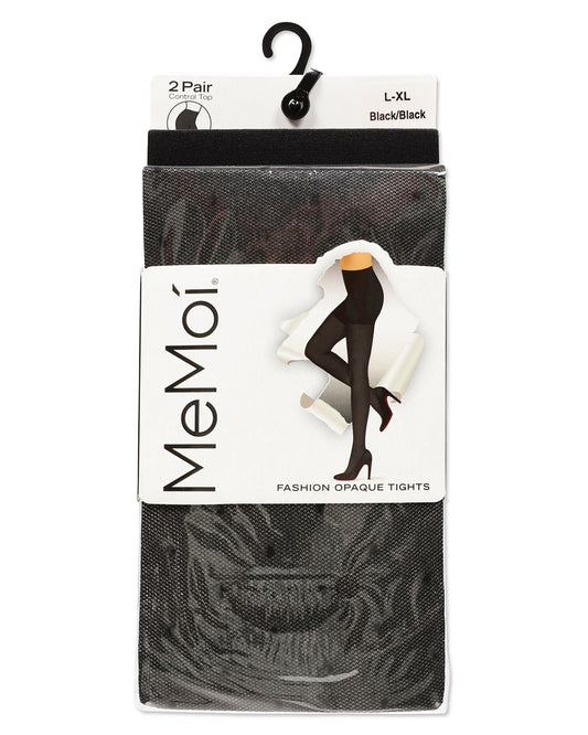 Sheer Dot/Solid 2 Pr CT Tights : Color: Black-Black