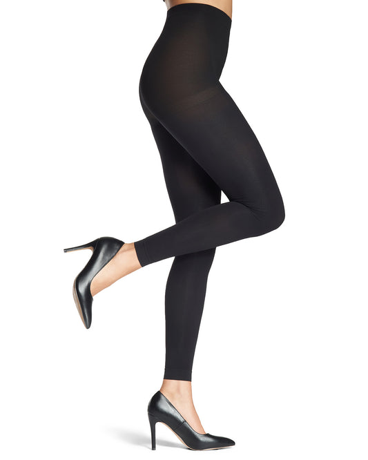 2 Pair Women's Control-Top Solid-Black Footless Tights
