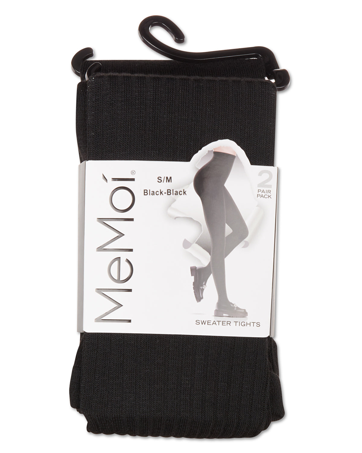 Women's 2 Pair Pack Rib/Solid Sweater Tights : Color: Black-Black