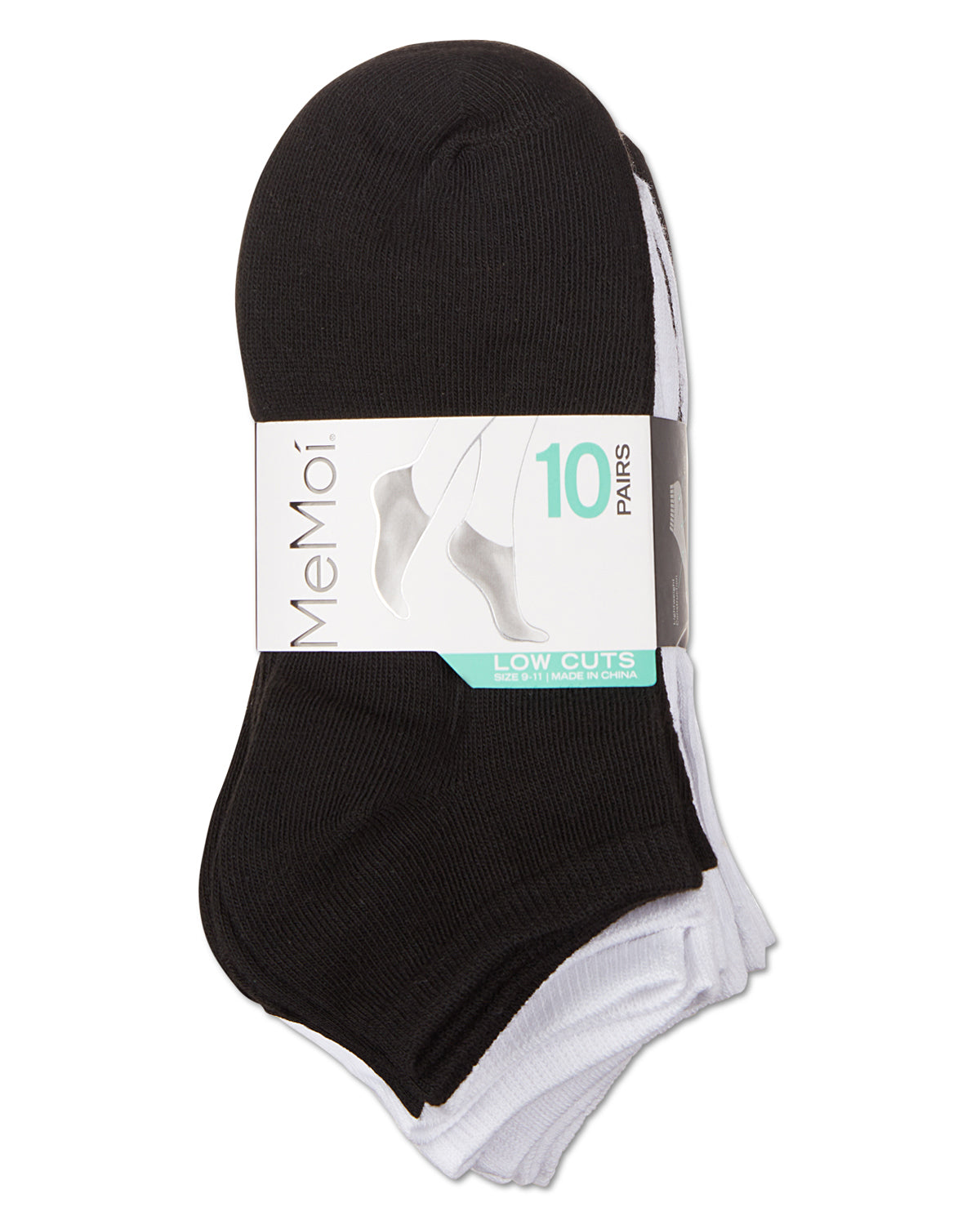 Solid Lowcut Sock 10 Pair Pack : Color: Black-White