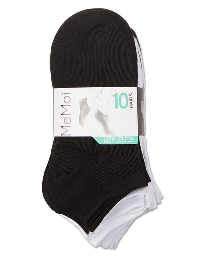Solid Lowcut Sock 10 Pair Pack : Color: Black-White