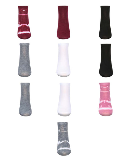Women's 10 Pair Pack Tie Dye/Solid Low Cut Socks