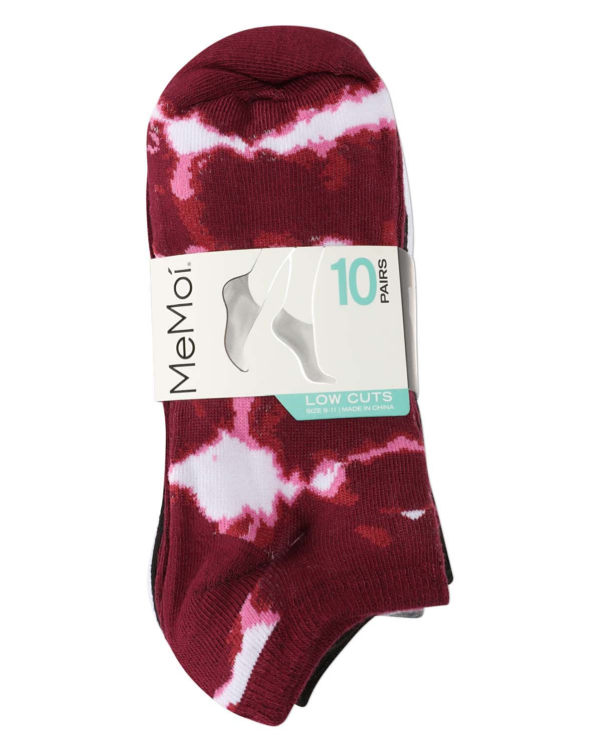 Women's 10 Pair Pack Tie Dye/Solid Low Cut Socks
