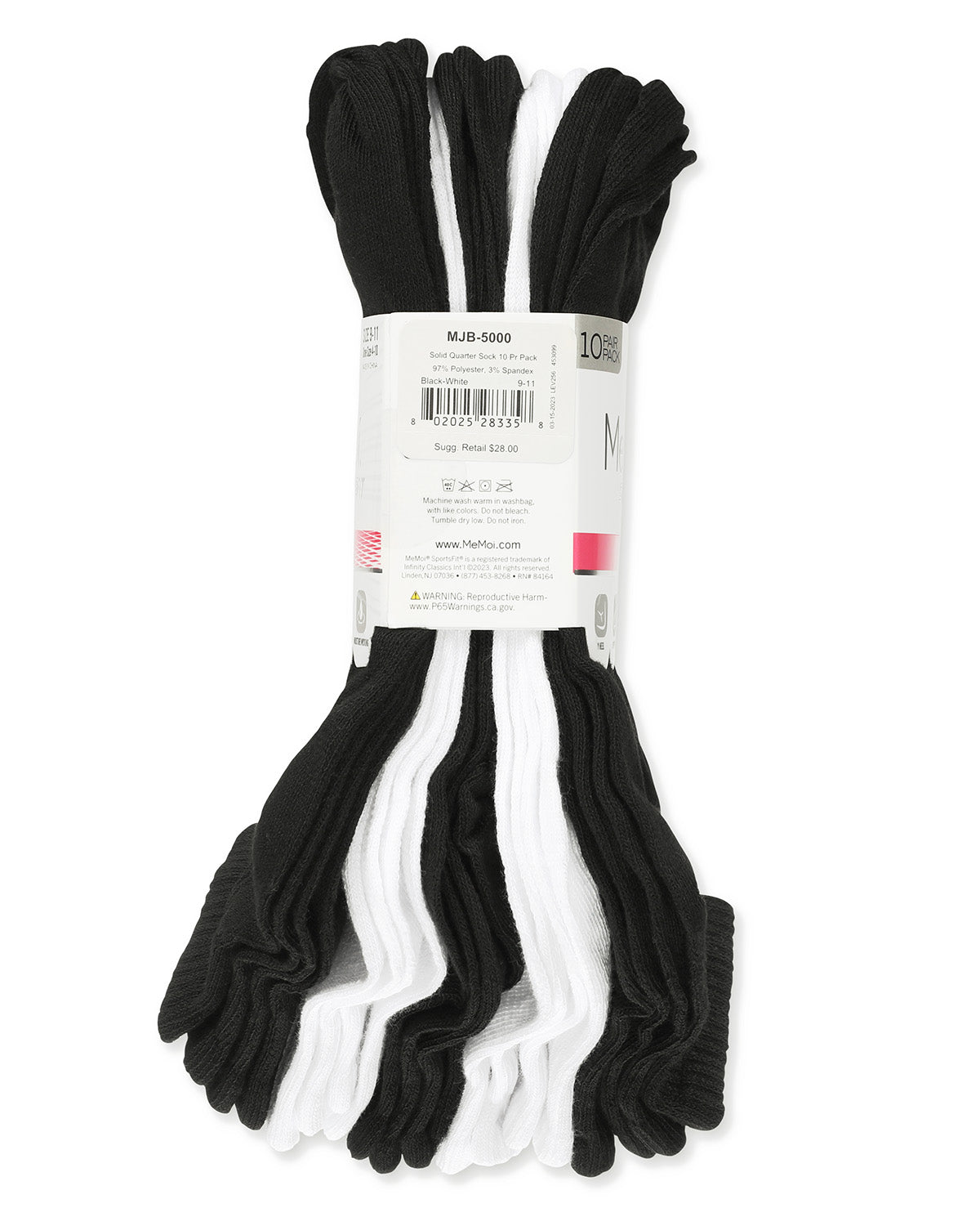 Women's 10 Pair Pack Active Sport Solid Quarter Socks : Color: White-Gray-Black