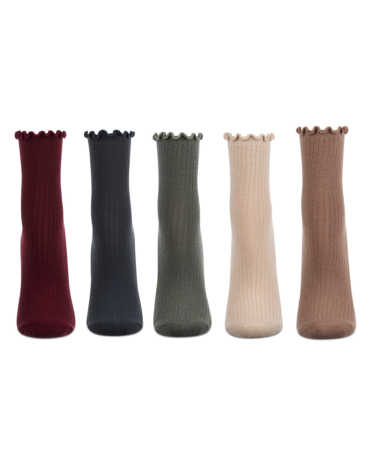 6 Pair Women's Ribbed Cotton-Rich Picot-Trimmed Quarter Socks