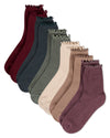 6 Pair Women's Ribbed Cotton-Rich Picot-Trimmed Quarter Socks