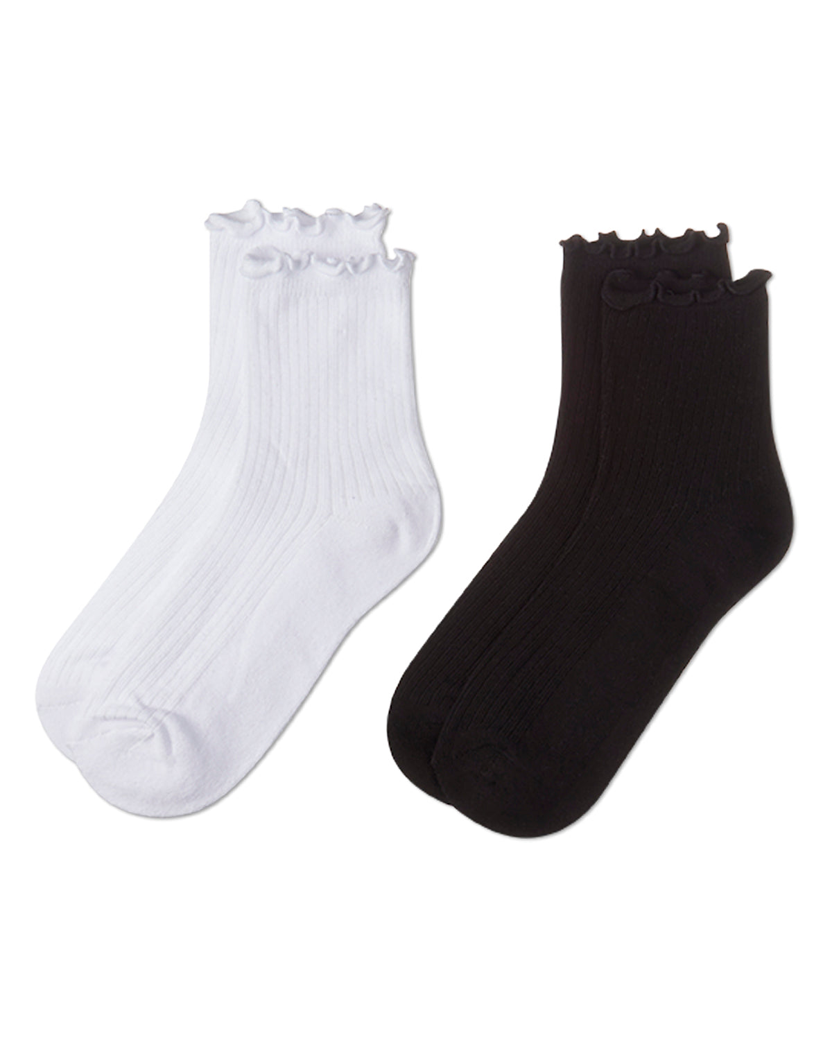 6 Pair Women's Ribbed Cotton-Rich Picot-Trimmed Quarter Socks
