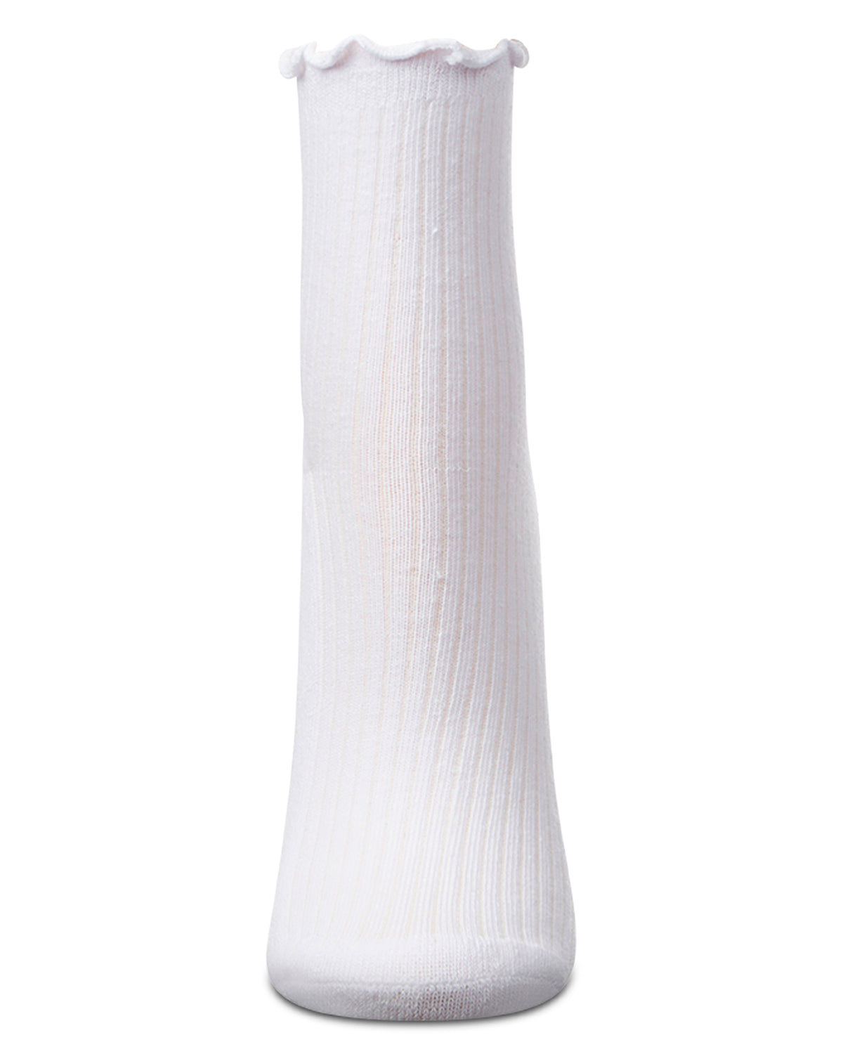 6 Pair Women's Ribbed Cotton-Rich Picot-Trimmed Quarter Socks