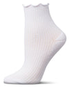6 Pair Women's Ribbed Cotton-Rich Picot-Trimmed Quarter Socks