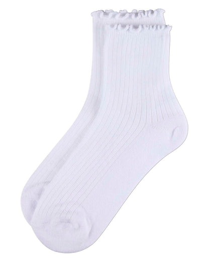 6 Pair Women's Ribbed Cotton-Rich Picot-Trimmed Quarter Socks